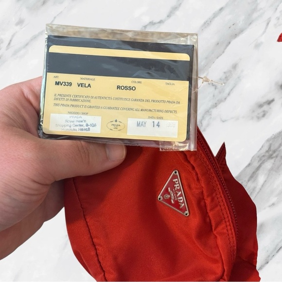 PRADA Necessaire Tessuto Vela Nylon Cosmetic Pouch Set in Rosso Red NWT COA - Picture 12 of 12